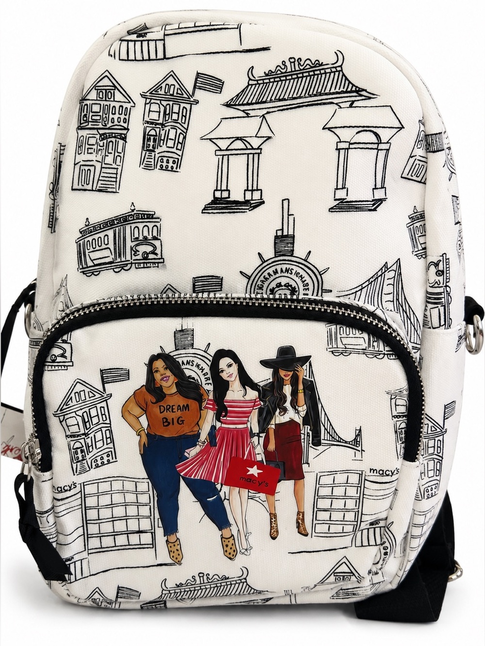 Macy's White Canvas Backpack -San Francisco